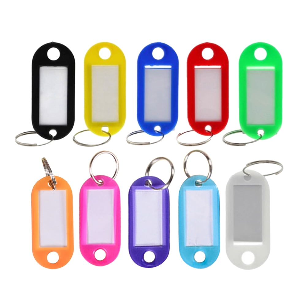 Frcolor 50 Pcs PP Plastic Key Tags Colorful Key Labels with Ring Useful