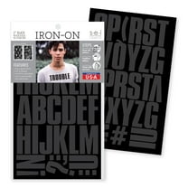 SEI 2 Inch Iron-on T-Shirt Letters, Block Letters Flock Heat Transfers, Black