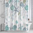 thumbnail image 2 of Teal Coastal Bathroom Shower Curtain, Starfish Coral Shell Summer Ocean Beach Waterproof Washable Soft Bath Curtain for Bathtub Decor with 12 Hooks&Grommet, 66x72 Inch, 2 of 9