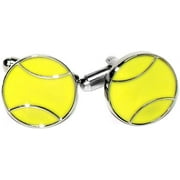 Krisar Silver-Tone Mens Cuff Links Yellow Tennis Ball Shaped Cufflinks