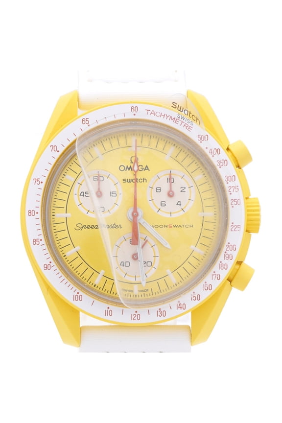 Pre-Owned Omega x Swatch Mission to the Sun Speedmaster SO33J100 Quartz Watch with...