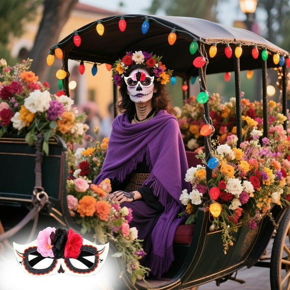 Loyerfyivos Day of the Dead Masquerade Mask for Women Men Day of the Dead Decorations Headpiece Costume Mask Cosplay Halloween Mask