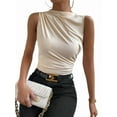 thumbnail image 2 of Women's Ruched Mock Neck Tank Top Slim Fit Work Casual Sleeveless Blouse L, 2 of 10
