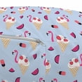 thumbnail image 3 of Summer Pouf Cover with Zipper, Abstract Design with Cheery and Flamingo Topping Ice Cream and Watermelon Slices, Soft Decorative Fabric Unstuffed Case, 30" W X 17.3" L, Multicolor, by Ambesonne, 3 of 5
