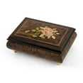 thumbnail image 1 of Gorgeous Handmade Burl-Walnut Music Box with Pink Rose Inlay - From This Moment On (Shania Twain), 1 of 1