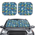 thumbnail image 2 of Salouo Dinosaur on the Beach Vacation Pattern Car Windshield Sun Shade Foldable | Front Windshield Shade for Sun, Heat and UV Rays | Interior Sun Protection-Large, 2 of 6