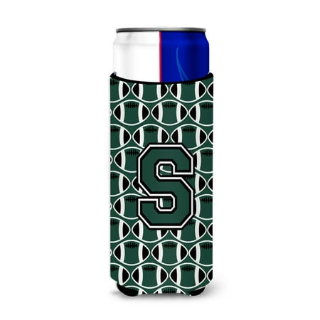 

Carolines Treasures CJ1071-SMUK Letter S Football Green and White Ultra Beverage Insulators for slim cans Slim Can