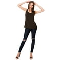 thumbnail image 4 of Made by Johnny Women's Casual Loose Fit Sleeveless Pleated Scoop Neck Tank Top S BROWN, 4 of 4