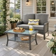 thumbnail image 3 of Ovios 2 Pieces Outdoor Patio Furniture High Back Wicker Rattan Outdoor Sectionals Set with Table for Backyard Balcony, 3 of 8
