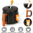 thumbnail image 3 of Linda taza de café de cerámica, taza con patrón de animales 3D para té, jugo, chocolate con leche, capuchino, mango de madera divertido y cuchara a juego, perfecta para regalos, 14 onzas, color negro, 3 of 5