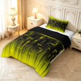 thumbnail image 2 of Manfei Abstract Grid Twin Comforter Sets,Modern Plaid Bedding Set,Black Yellow,Black Reversible,2-Piece,1 Comforter and 1 Pillowcase,2-Piece,1 Comforter and 1 Pillowcase, 2 of 7