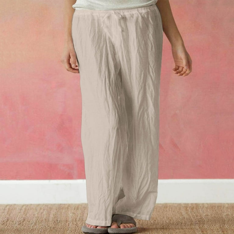 pgeraug leggings for women cotton linen loose wide leg draw string