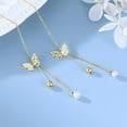 thumbnail image 4 of Sterling Silver Butterfly Threader Earrings Dangle Chain for Women Teens Pearl Long Dangle Earrings Tassel, 4 of 10