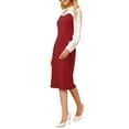 thumbnail image 4 of INSPIRE CHIC Women's Contrast Color Sheath Dress Long Sleeve Lapel Neck Elegant Work Pencil Dresses M Red, 4 of 4
