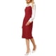 thumbnail image 4 of Vestido de lápiz elegante de manga larga con cuello de solapa para mujer Hobemty, color contrastante, M rojo, 4 of 4