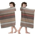 thumbnail image 4 of Brown Boho Geometric Triangles and Rhombuses Pattern Hooded Bath Towel，50"x30" for Ages 3 To 12 Kids, Quick Dry Lightweight Soft Microfiber Hood Beach Towel Cover Up for Kids, 4 of 7