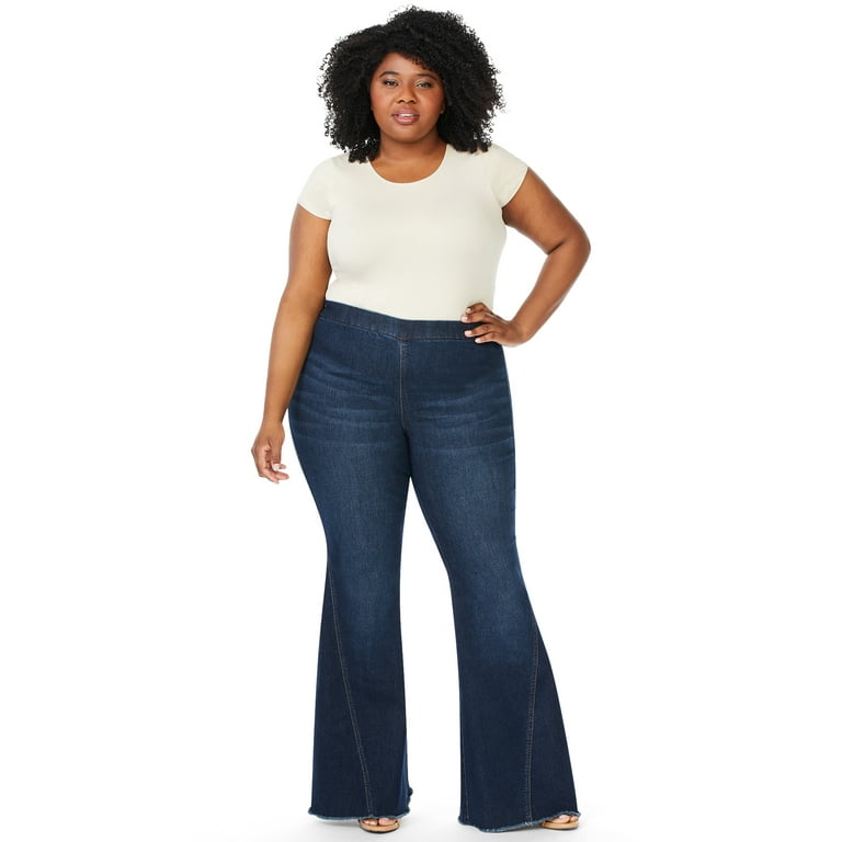 Jeans Women's Plus Size Melisa High-Rise Super Pull-On Jeans - Walmart.com