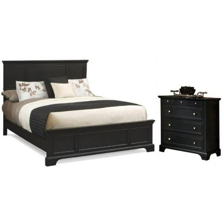 Home Square 2-Piece Set with Bedford 4-Drawer Chest and King Bed in Black