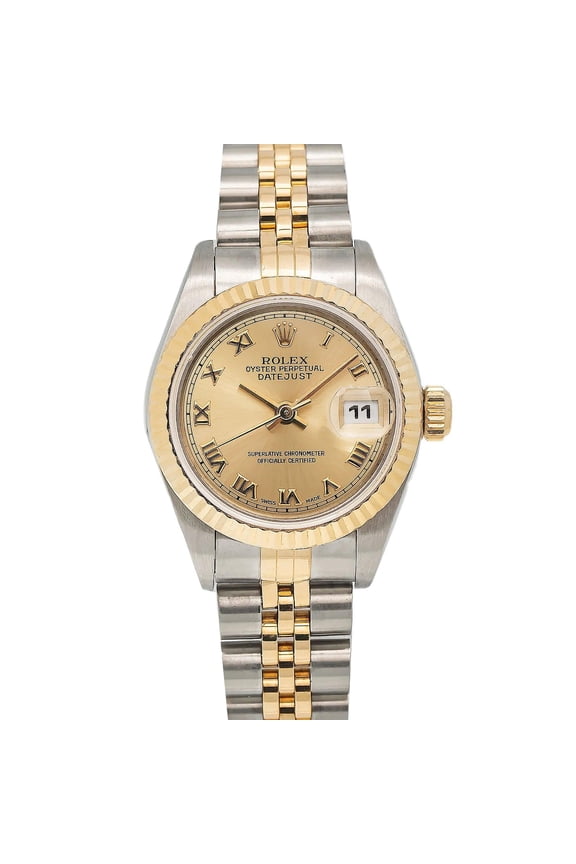 Pre-Owned Rolex Datejust 26MM 6917 Champagne Roman Dial Fluted Bezel Two Tone Yellow Gold Jubilee Bracelet