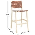 thumbnail image 6 of SAFAVIEH Adah Modern Leather Bar Stool, Cognac/Nautral (22.2 in. W x 22 in. D x 43 in. H), 6 of 7
