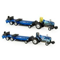 Ertl 1/64 New Holland Blue Blazes and Midnight Blue Pulling Tractors and Sleds Set 37940-SET