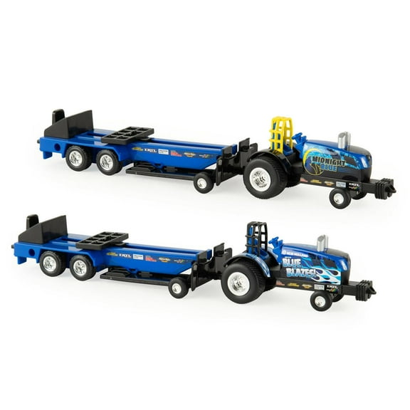 Ertl 1/64 New Holland Blue Blazes and Midnight Blue Pulling Tractors and Sleds Set 37940-SET