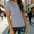 thumbnail image 2 of T-shirt à Boutons à Col Rond pour Femme, Manches Courtes, Coupe Ample, Manches Roulées, Haut Basique Décontracté d'Été, Gris, TG, 2 of 8