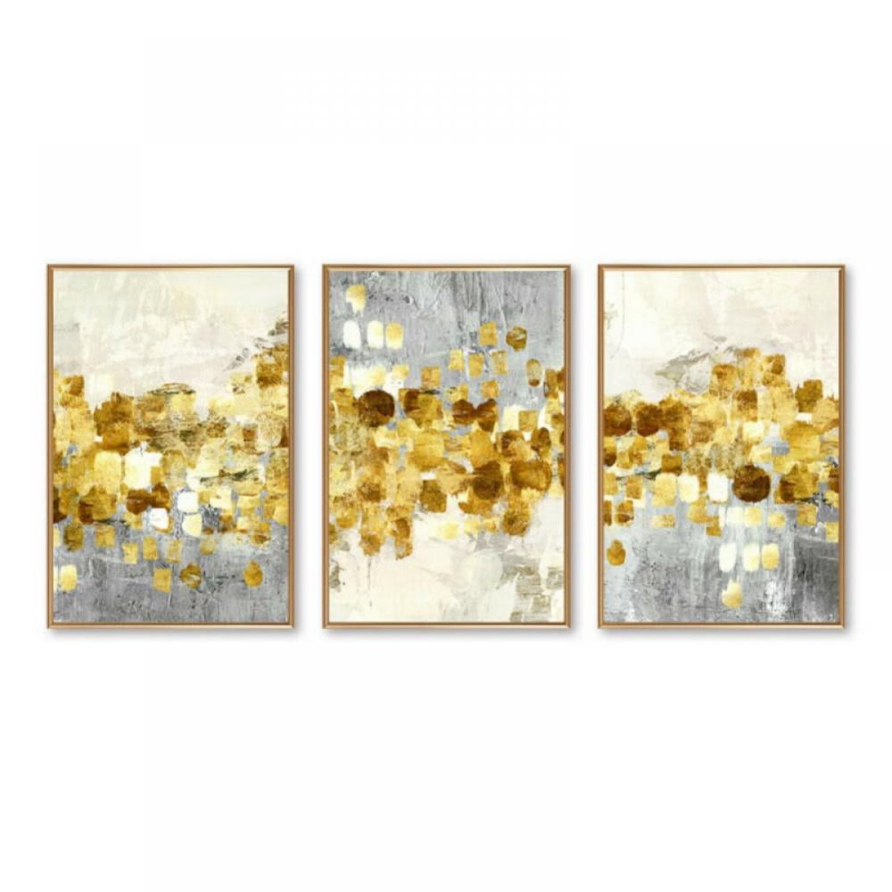 Wall Decor for Bedroom 3 Piece Canvas Wall Art Pictures Prints Artwork -  Golden Leaves (Canvas only, without frame)
