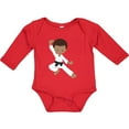 thumbnail image 3 of Inktastic African American Boy, Black Belt, Karate Pose Boys Long Sleeve Baby Bodysuit, 3 of 5