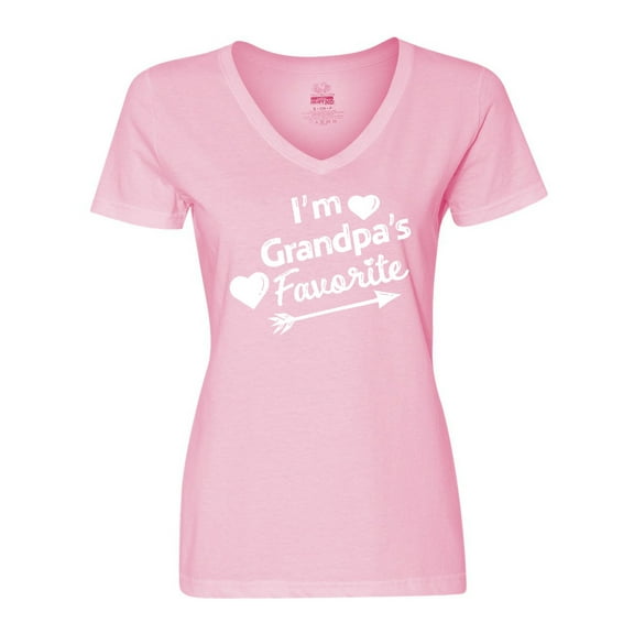 Inktastic I'm Grandpa's Favorite with Arrow and Hearts Women's V-Neck T-Shirt