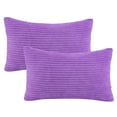 thumbnail image 4 of Fluffy Corduroy Velvet Solid Color Suqare Cusion Accent Decorative Throw Pillow for Couch, 12" x 20", Violet, 2 Pack, 4 of 6