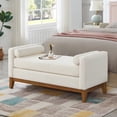 thumbnail image 3 of S-HOME Large Upholstered Boucle Fabric Ottoman with Pillows, Window Bench for Living Room, Home Entryway Seating, Ivory, 3 of 7