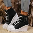 thumbnail image 2 of uvwlwu Women's Casual Shoes Fashion Platform Sneakers Comfortable On Lace Up Heel Everyday Walking Shoes For Women Stylish Solid Color Side Zipper Design(Black,7.5), 2 of 9