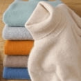 thumbnail image 1 of 100% Merino Wool Cashmere Sweater Women Knitted Sweater Turtleneck Long Sleeve Pullovers Autumn Winter Clothing Warm Jumper Tops, 1 of 5