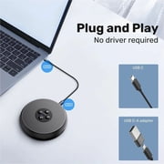 EMEET M1A, Zoom Certified USB Speakerphone, two AI Mics 360° Voice Pickup with Noise Reduction and Echo Cancellation, ideal for for 5-8 People, Plug&Play, with Type C-A Adapter
