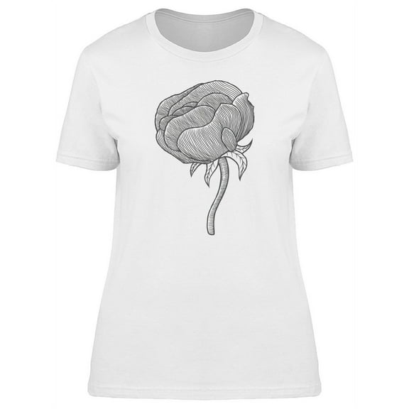 A Sketch Of A Peony Flower T-Shirt Women -Image by Shutterstock, Female Large