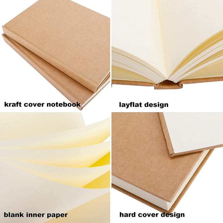 Set of 2 Large Sketchbook Blank Pages, Notebook, Kraft Hard Cover Journal,  Hardcover Sketchbook, Art and Drawing 