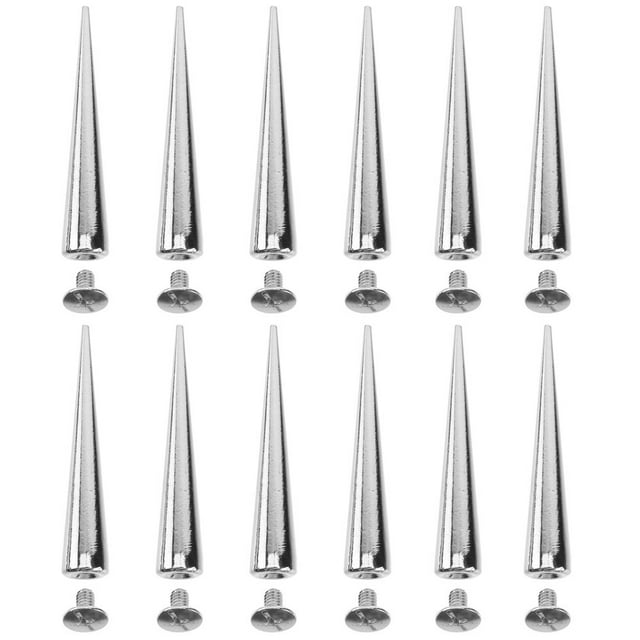 Bamboohart 10pcs Silver Cone Spikes Punk Rivets Metal Rivets Screwback Studs Metal Spikes for DIY