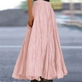 thumbnail image 2 of Aocisk Robe Femme Mode Décontractée Taille Haute Plissée A Robe Solide Ample Plage Portefeuille Maxi Longue Jupe Fluide Bohème Plissée Rose P, 2 of 7