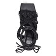 thumbnail image 3 of INC Womens Black Strappy Woven Brayd Square Toe Stiletto Lace-Up Dress Heeled Sandal 8.5 M, 3 of 4