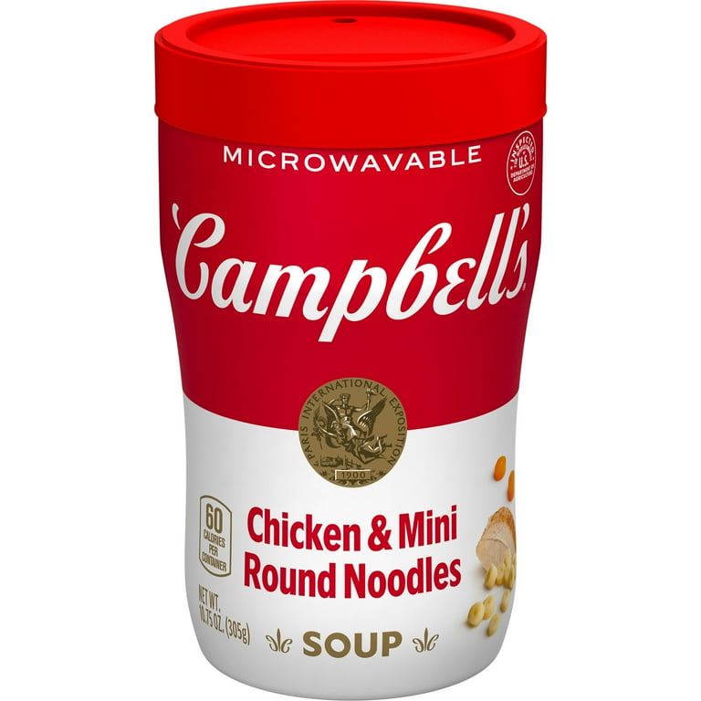 4 pack Campbell s Sipping Soup Ready to Serve Chicken Mini Round Noodle Soup 10.75 oz Microwavable Cup Walmart