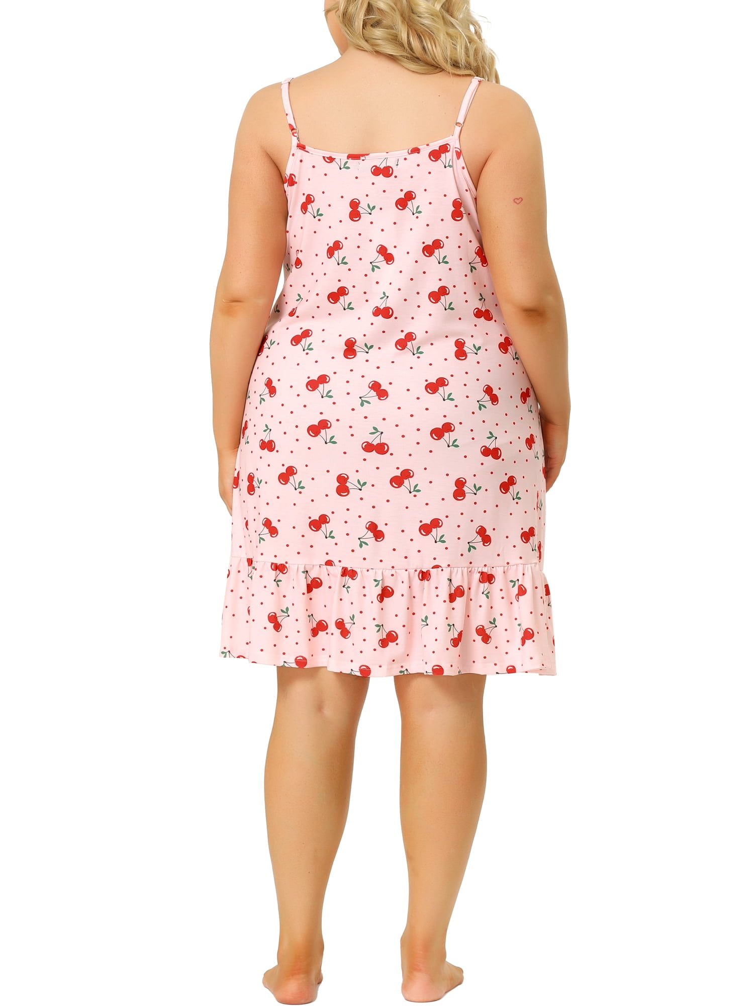 DARING DIVA Women's Plus Size Printed Strap Nightwear 1X Pink