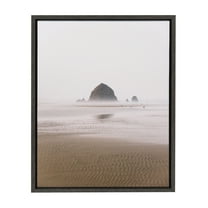 Kate and Laurel Sylvie Oregon Coastal Scene Photo Art Framed Canvas Wall Art, 18x24 Dark Gray