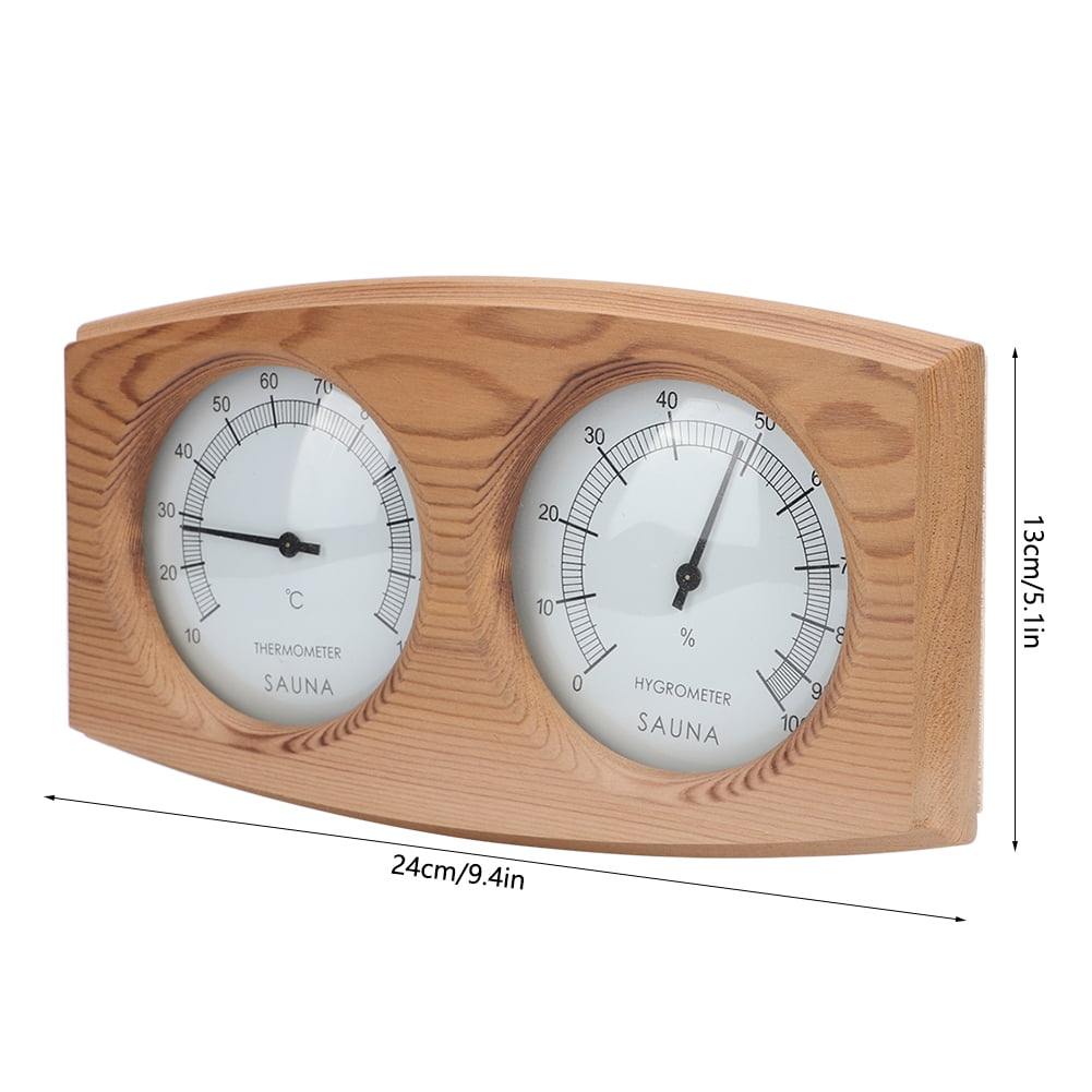 BIMZUC 2-In-1 Cedar Wood Analog Thermo-Hygrometer for Sauna and Steam Room, 9.4 x 5.1 inches