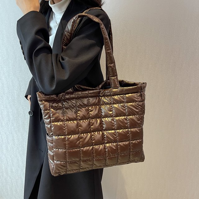 Bolso De Hombro Bolso de embrague de moda de hombro acolchado de nailon Acolchado de algodón para damas y niñas