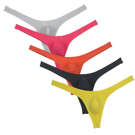 Botmois 5 PACK Men s Solid String Briefs Guy G-string Underwear Contoured Pouch Tangas Sexy Guy Low-rise Thong Underpants Lingerie Panties 5HA XL
