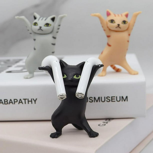 5 Piezas Divertido Gato Portalápices Baile Gato Figura Gato Auriculares Gato Soporte Sin Ataúd