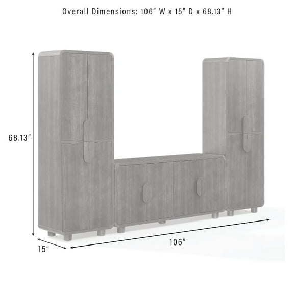 Crosley Furniture Millie 3-Piece Sideboard And Pantry Set In Brown