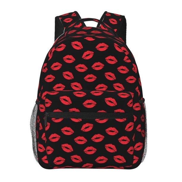 Disketp Sexy Red Lips Kiss Mochila Estampada para Hombre y Mujer – Mochila Ligera Clásica con Múltiples Bolsillos para Universidad, Trabajo y Viajes-One Size