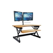 32" Height Adjustable Standing Desk Converter in Teak Wood Grain (R EADRT)